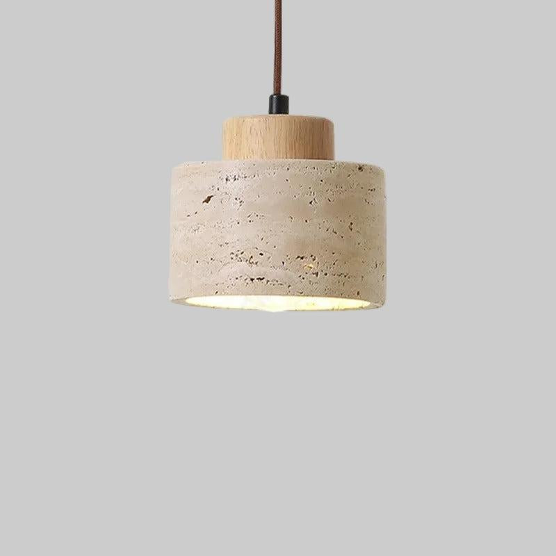 Nordic Minimalist Pendant Lamp with Travertine Shade and Cord Pendant