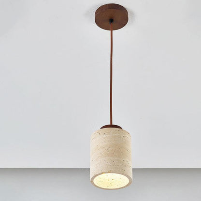 Nordic Minimalist Pendant Lamp with Travertine Shade and Cord Pendant
