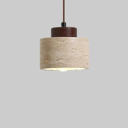 Nordic Minimalist Pendant Lamp with Travertine Shade and Cord Pendant