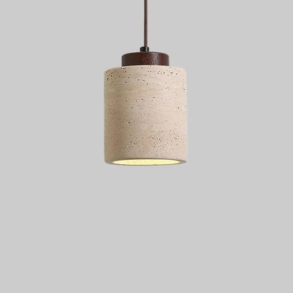 Nordic Minimalist Pendant Lamp with Travertine Shade and Cord Pendant