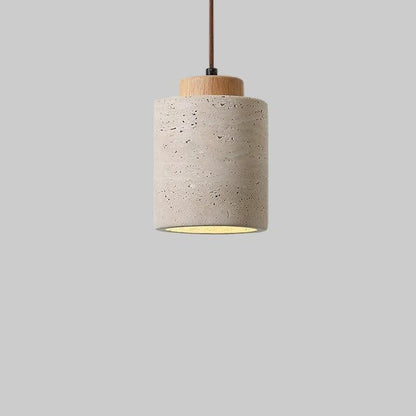 Nordic Minimalist Pendant Lamp with Travertine Shade and Cord Pendant