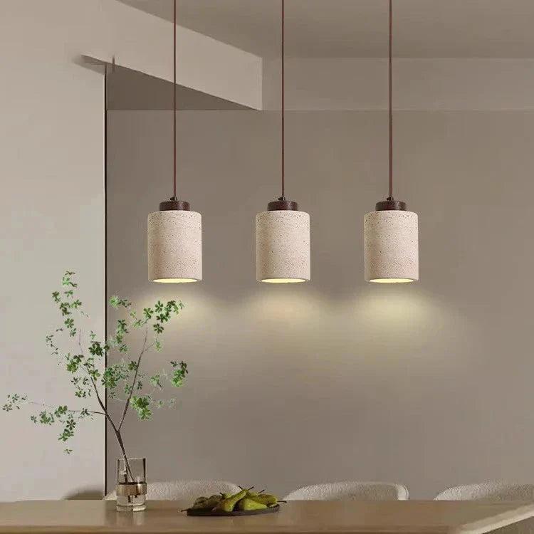 Nordic Minimalist Pendant Lamp with Travertine Shade and Cord Pendant