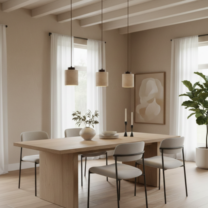 Nordic Minimalist Pendant Lamp with Travertine Shade and Cord Pendant