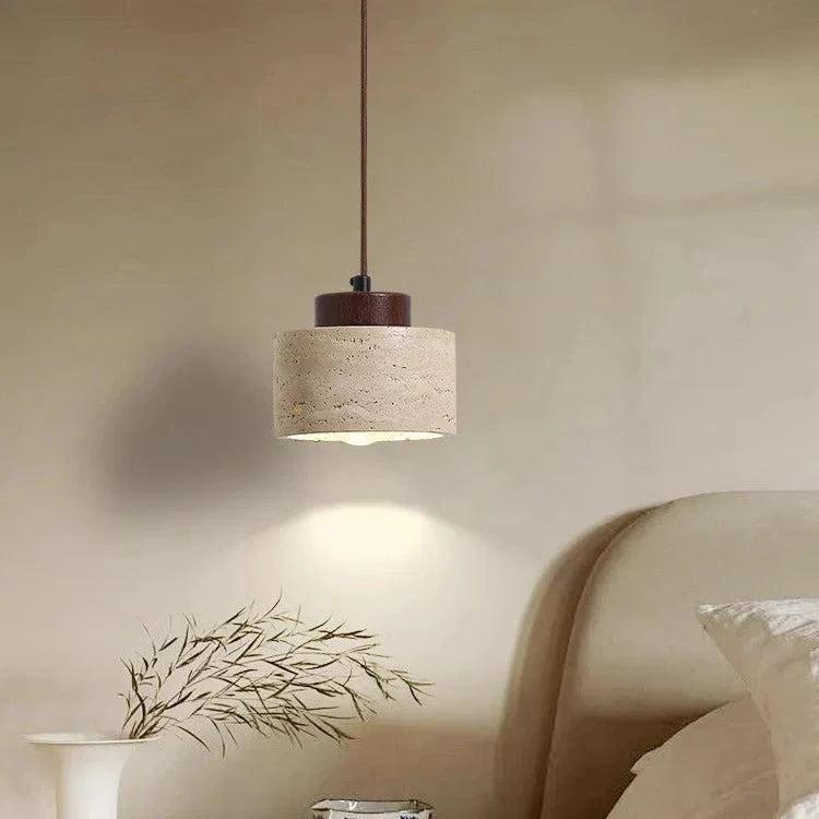 Nordic Minimalist Pendant Lamp with Travertine Shade and Cord Pendant