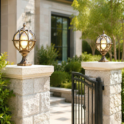 Outdoor Globe Post Cap Lamp Vintage with E27 Fitting for Fence and Gate Pillars