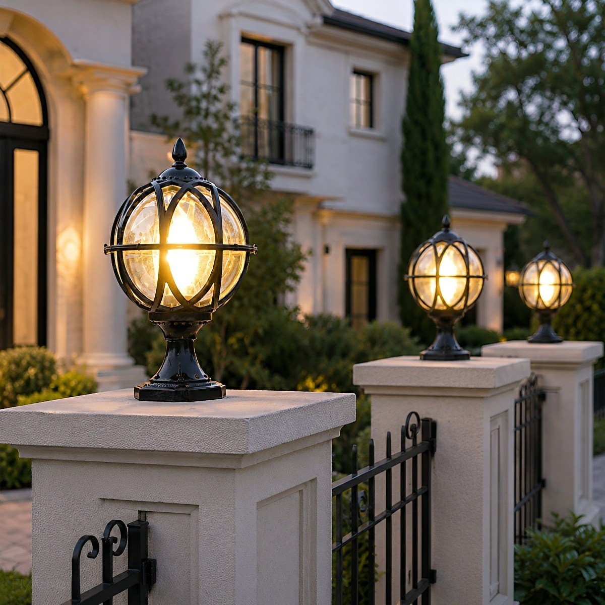 Outdoor Globe Post Cap Lamp Vintage with E27 Fitting for Fence and Gate Pillars