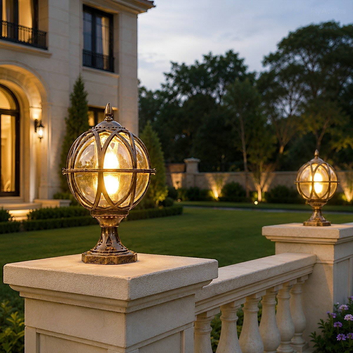 Outdoor Globe Post Cap Lamp Vintage with E27 Fitting for Fence and Gate Pillars