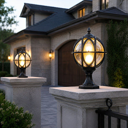 Outdoor Globe Post Cap Lamp Vintage with E27 Fitting for Fence and Gate Pillars