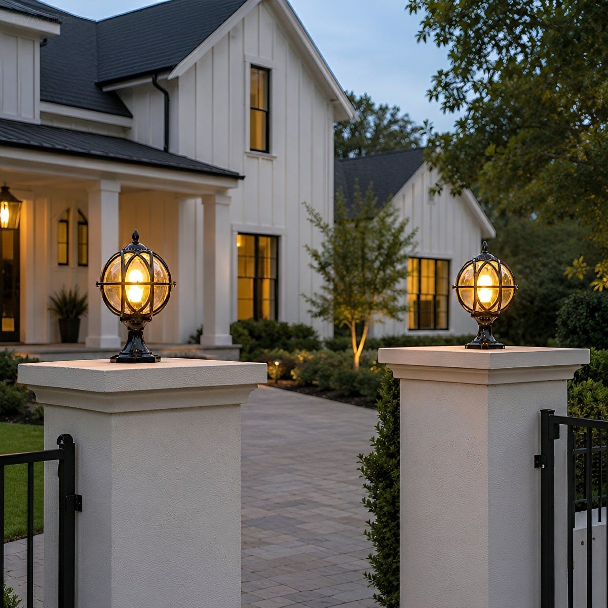 Outdoor Globe Post Cap Lamp Vintage with E27 Fitting for Fence and Gate Pillars