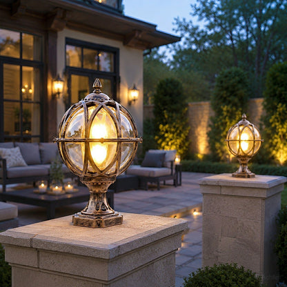 Outdoor Globe Post Cap Lamp Vintage with E27 Fitting for Fence and Gate Pillars