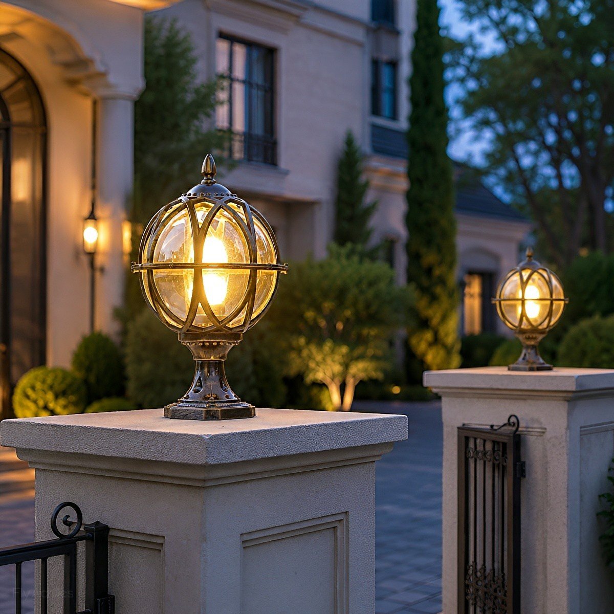 Outdoor Globe Post Cap Lamp Vintage with E27 Fitting for Fence and Gate Pillars