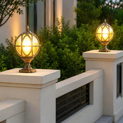 Outdoor Globe Post Cap Lamp Vintage with E27 Fitting for Fence and Gate Pillars