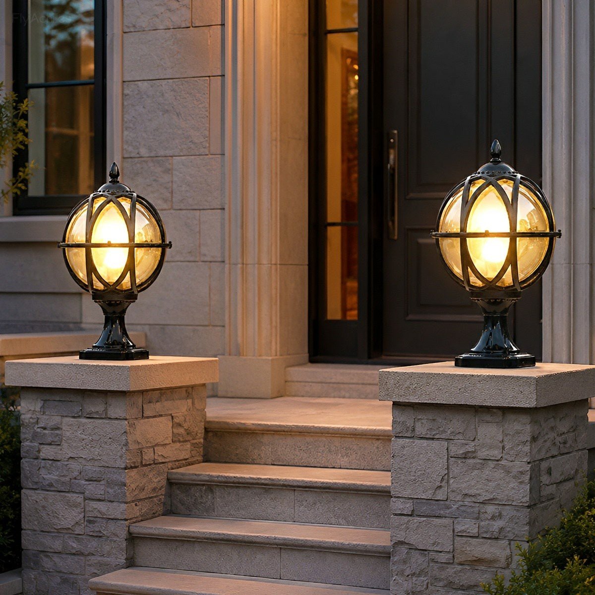 Outdoor Globe Post Cap Lamp Vintage with E27 Fitting for Fence and Gate Pillars