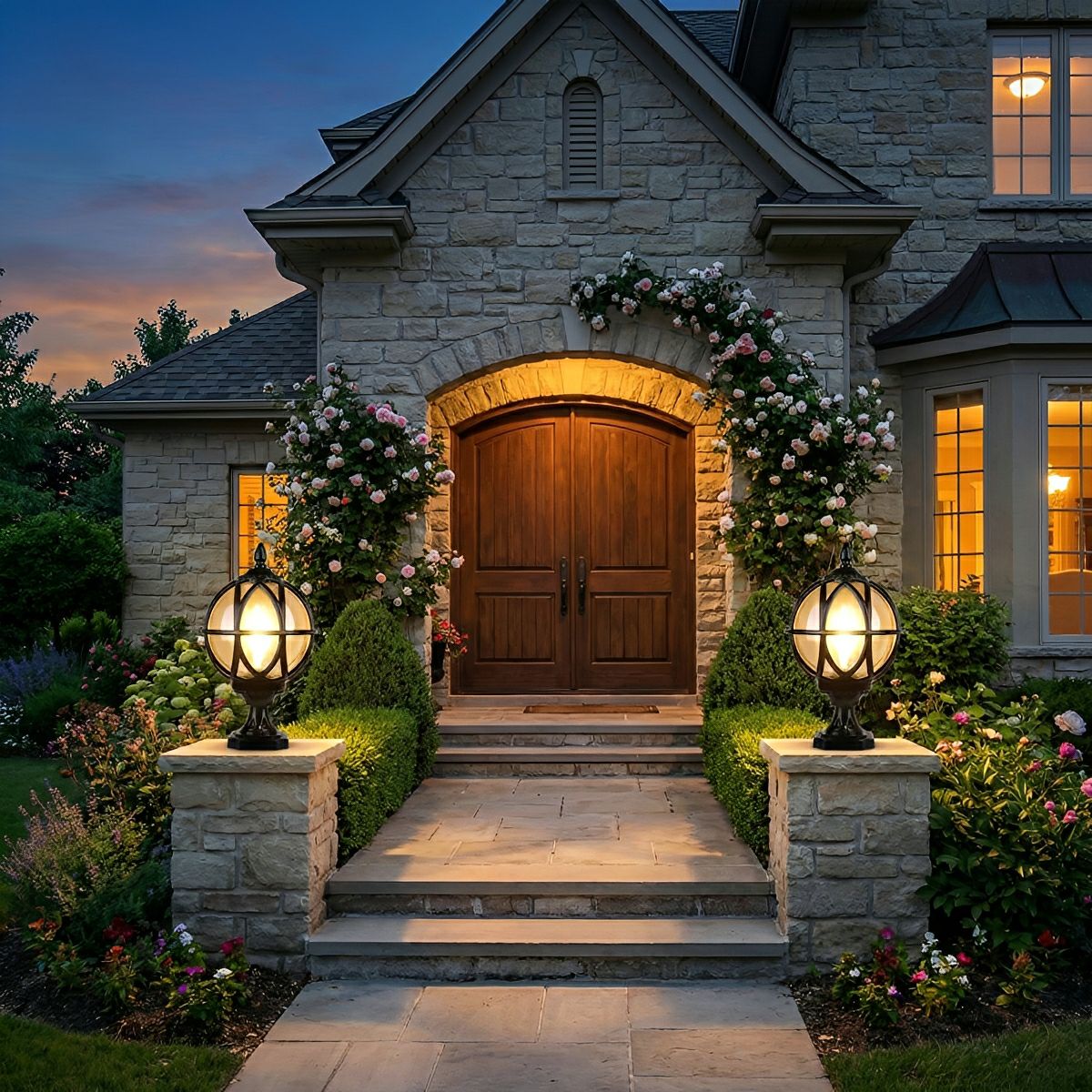 Outdoor Globe Post Cap Lamp Vintage with E27 Fitting for Fence and Gate Pillars