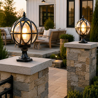Outdoor Globe Post Cap Lamp Vintage with E27 Fitting for Fence and Gate Pillars