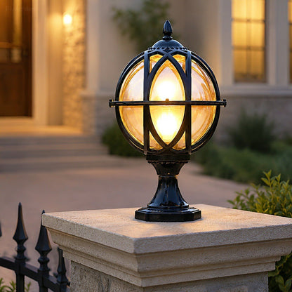 Outdoor Globe Post Cap Lamp Vintage with E27 Fitting for Fence and Gate Pillars