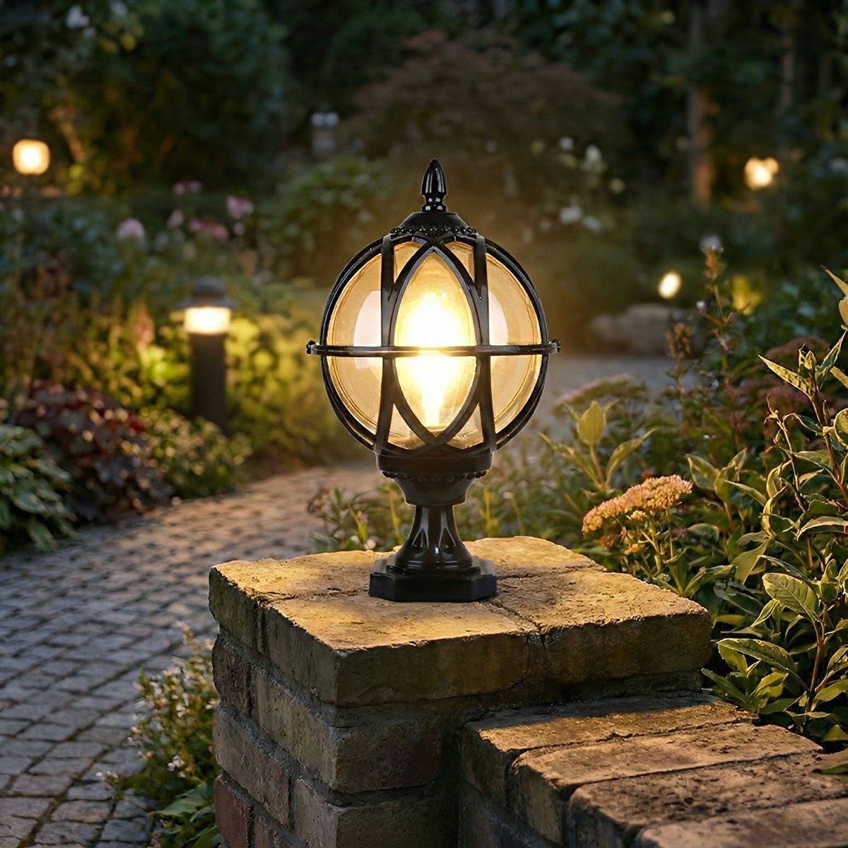 Outdoor Globe Post Cap Lamp Vintage with E27 Fitting for Fence and Gate Pillars