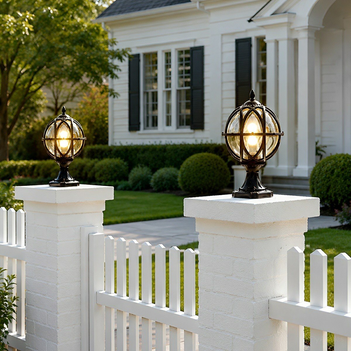 Outdoor Globe Post Cap Lamp Vintage with E27 Fitting for Fence and Gate Pillars