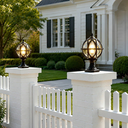 Outdoor Globe Post Cap Lamp Vintage with E27 Fitting for Fence and Gate Pillars