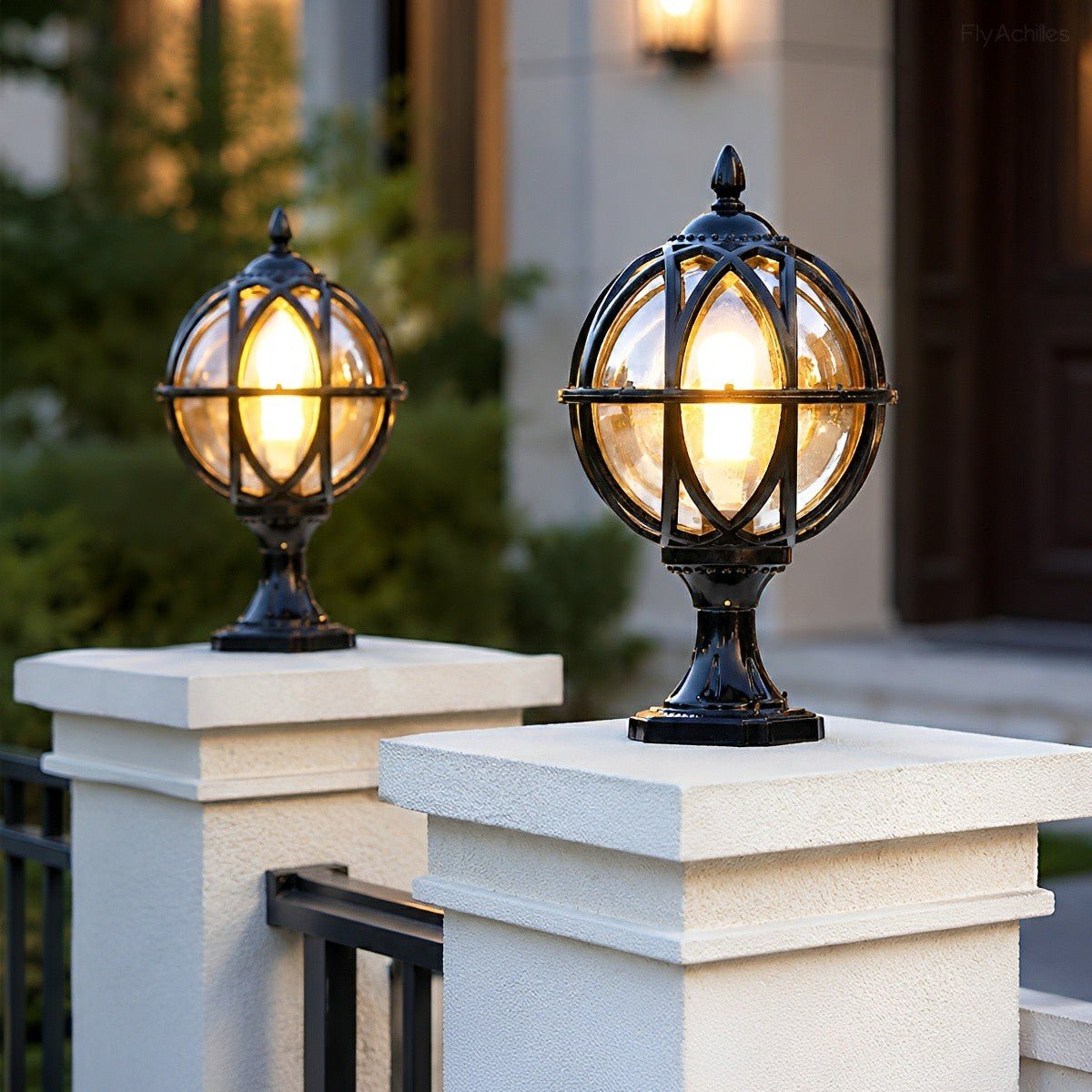 Outdoor Globe Post Cap Lamp Vintage with E27 Fitting for Fence and Gate Pillars