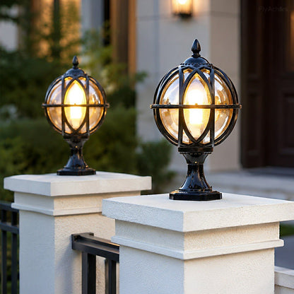 Outdoor Globe Post Cap Lamp Vintage with E27 Fitting for Fence and Gate Pillars