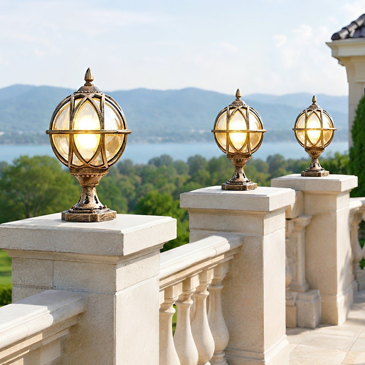 Outdoor Globe Post Cap Lamp Vintage with E27 Fitting for Fence and Gate Pillars