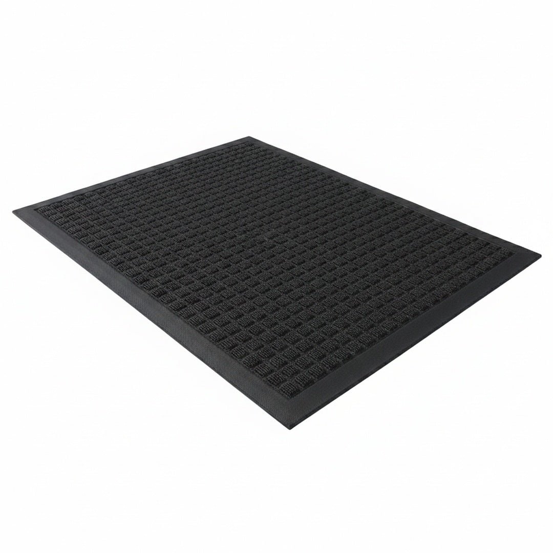Outdoor Indoor Doormat with Rubber Border and Grid Texture