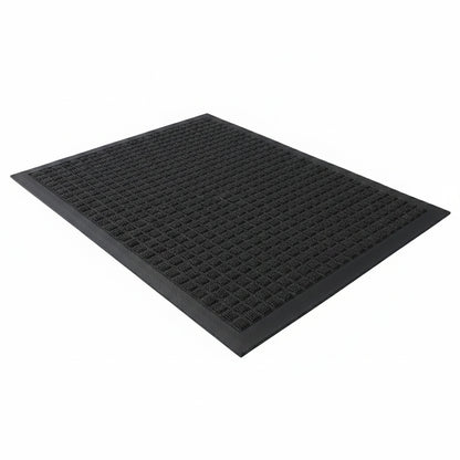Outdoor Indoor Doormat with Rubber Border and Grid Texture
