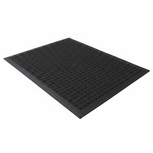 Outdoor Indoor Doormat with Rubber Border and Grid Texture