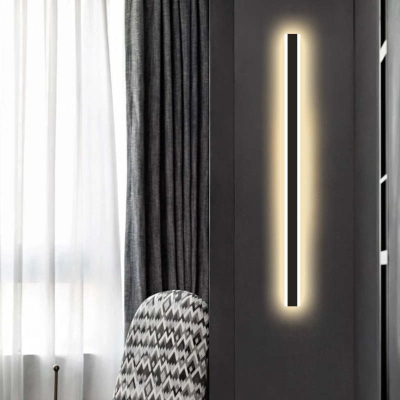 Outdoor LED Wall Lamp Minimalist Linear Strip Light with Motion Sensor Option