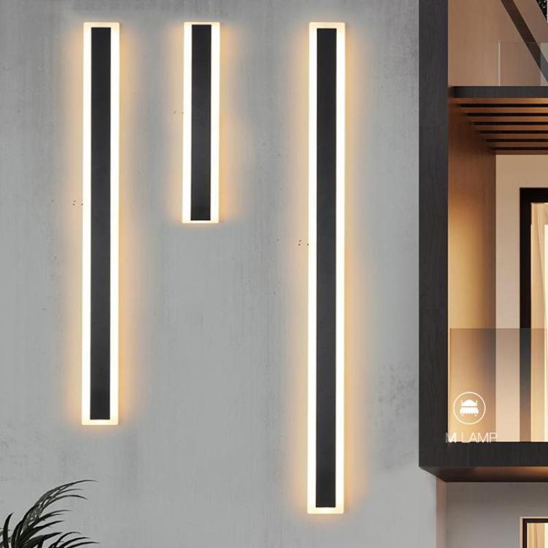 Outdoor LED Wall Lamp Minimalist Linear Strip Light with Motion Sensor Option