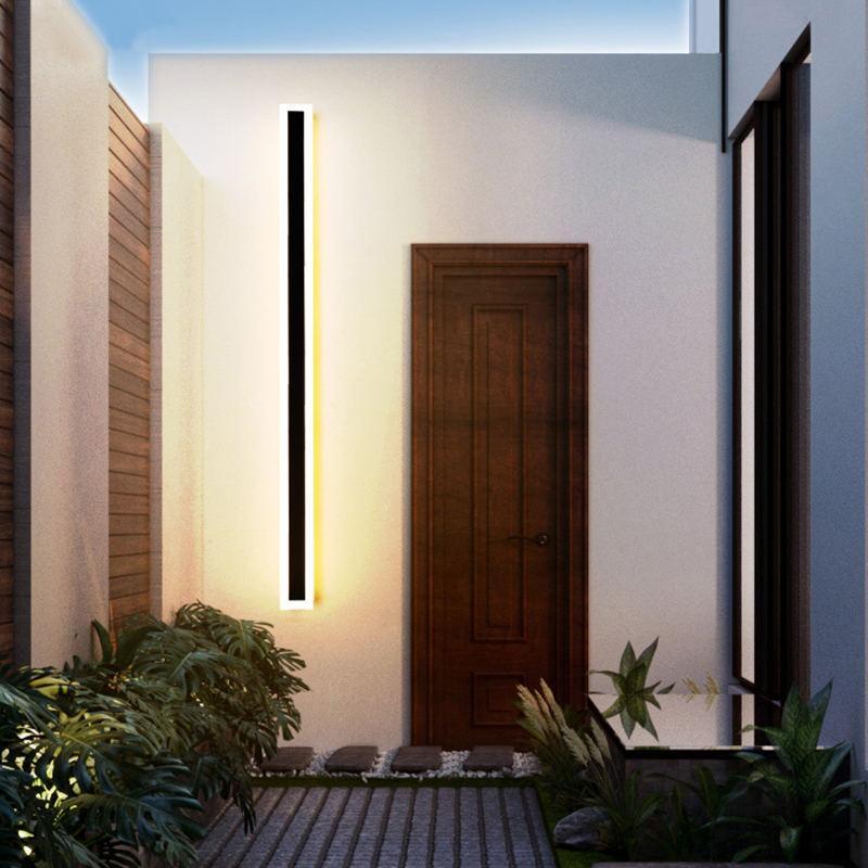 Outdoor LED Wall Lamp Minimalist Linear Strip Light with Motion Sensor Option