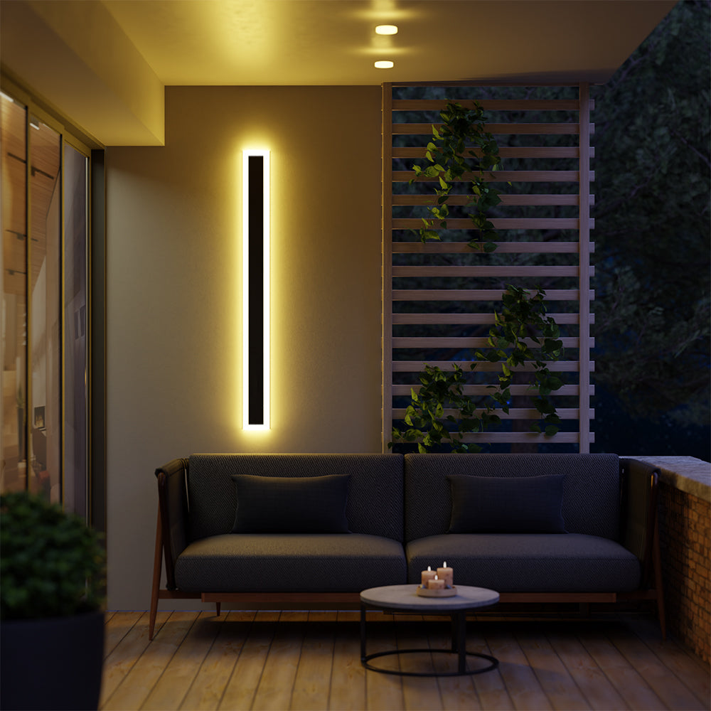Outdoor LED Wall Lamp Minimalist Linear Strip Light with Motion Sensor Option