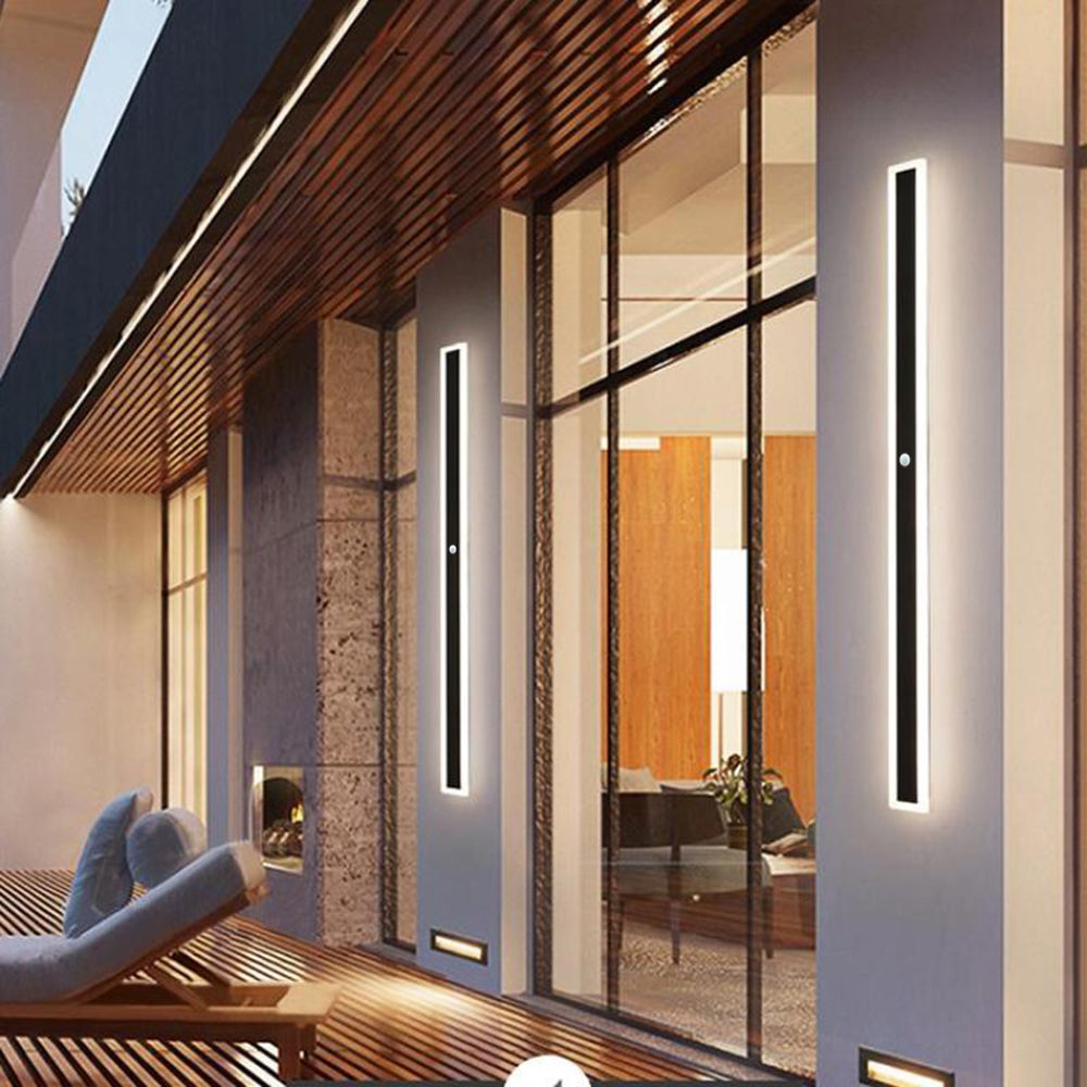 Outdoor LED Wall Lamp Minimalist Linear Strip Light with Motion Sensor Option
