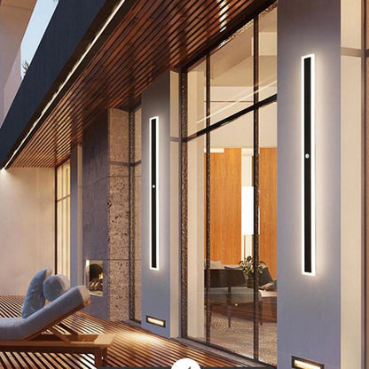 Outdoor LED Wall Lamp Minimalist Linear Strip Light with Motion Sensor Option