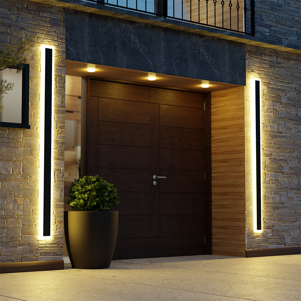 Outdoor LED Wall Lamp Minimalist Linear Strip Light with Motion Sensor Option