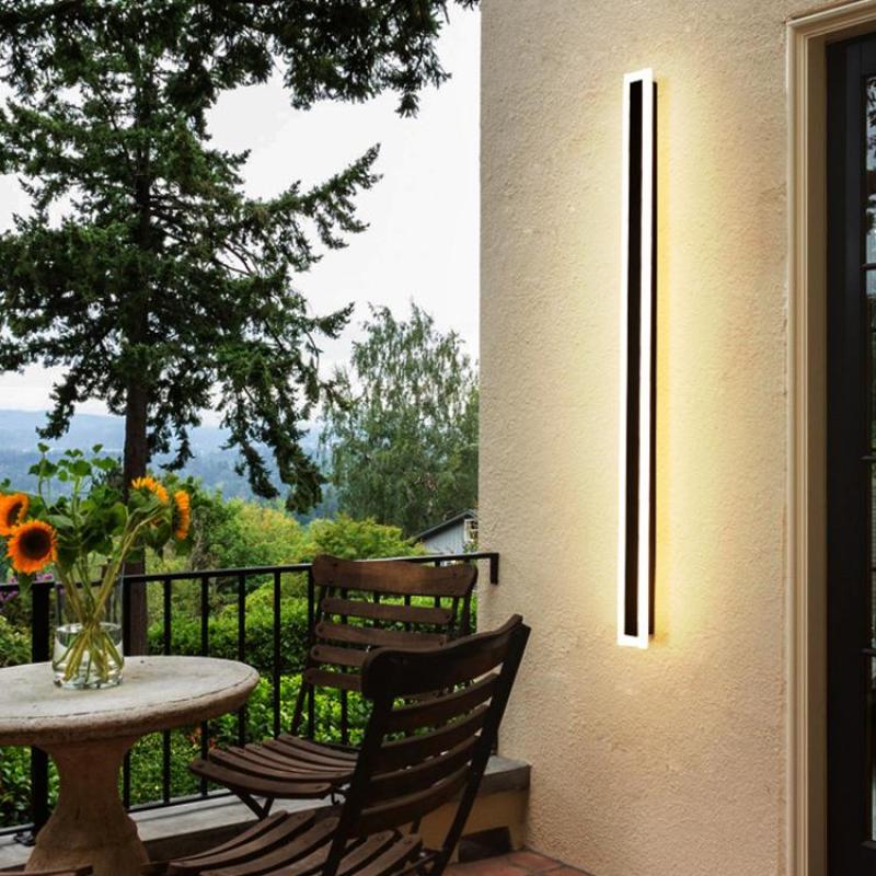 Outdoor LED Wall Lamp Minimalist Linear Strip Light with Motion Sensor Option