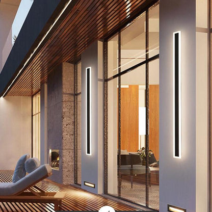 Outdoor LED Wall Lamp Minimalist Linear Strip Light with Motion Sensor Option