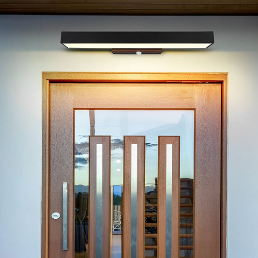Outdoor LED Wall Lamp Modern with Motion Sensor and Rectangular Bar Design