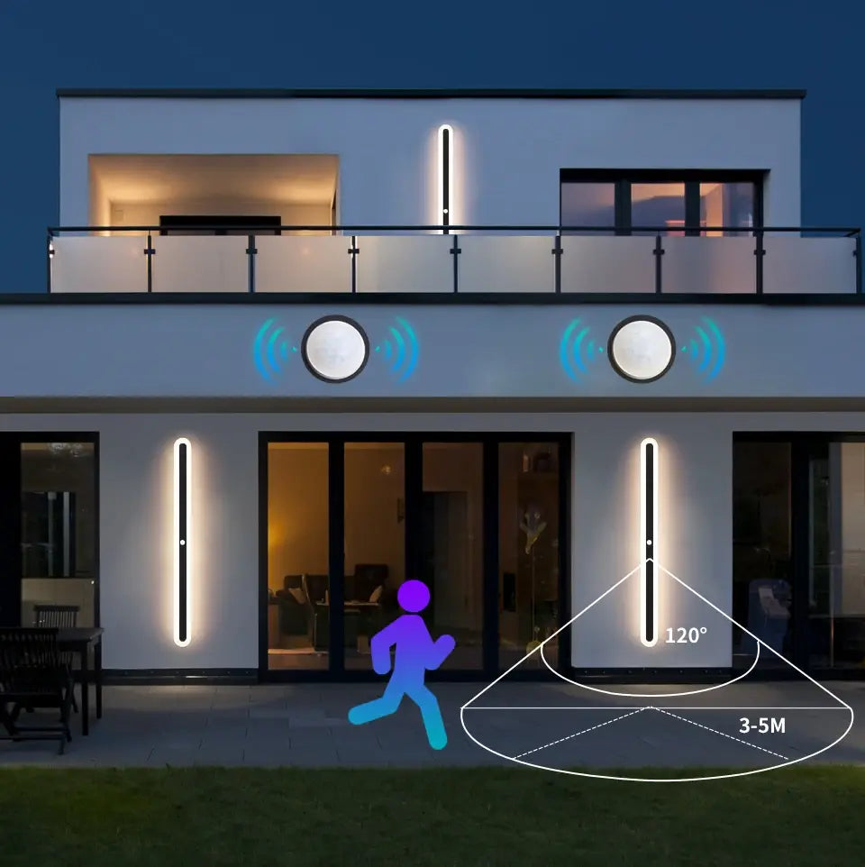 Outdoor LED Wall Light Modern with Motion Sensor and Linear Design