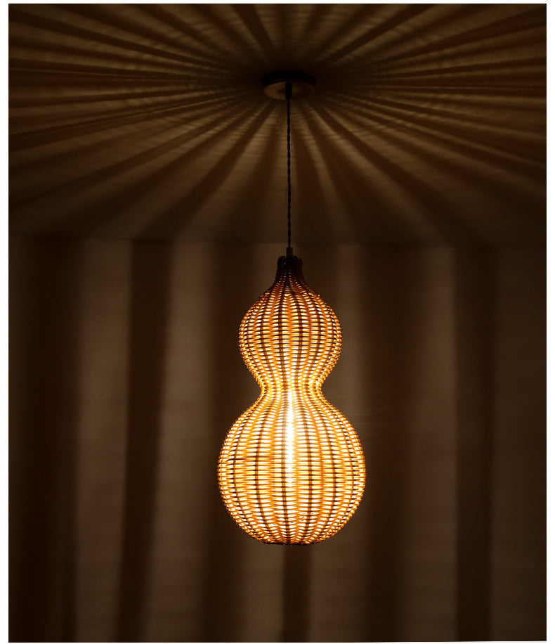 Outdoor Pendant Lamp Bohemian Woven Gourd Shape with IP65 Rating