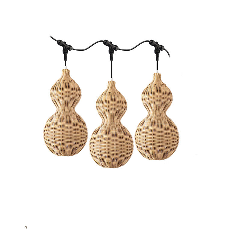 Outdoor Pendant Lamp Bohemian Woven Gourd Shape with IP65 Rating