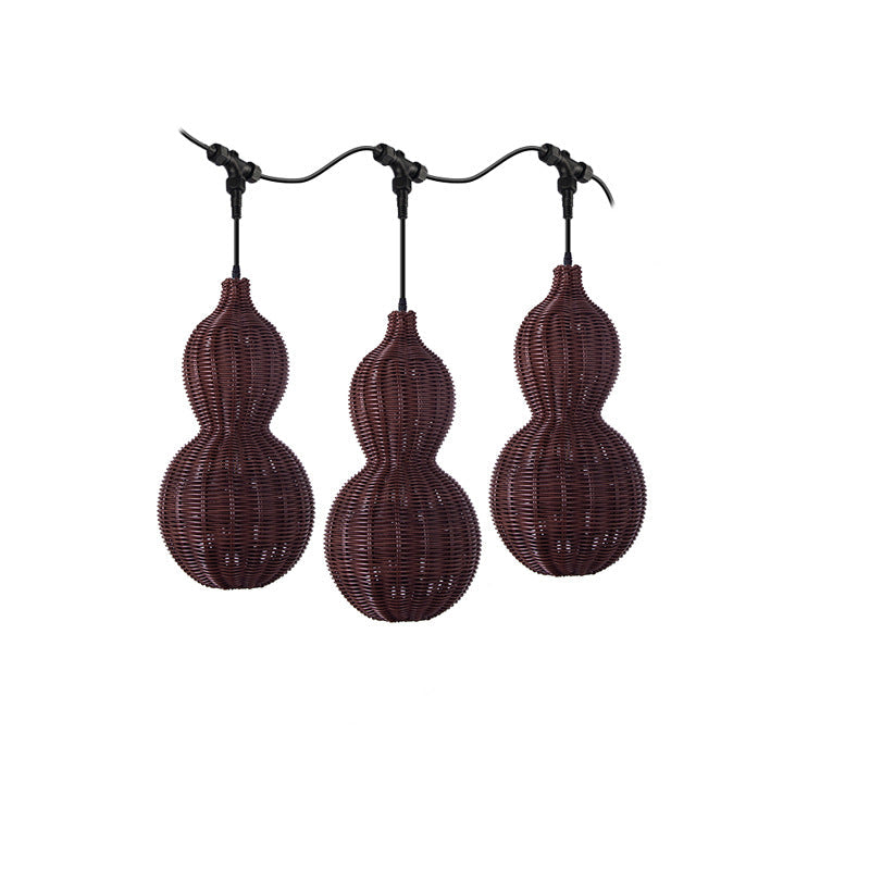 Outdoor Pendant Lamp Bohemian Woven Gourd Shape with IP65 Rating