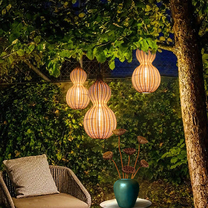 Outdoor Pendant Lamp Bohemian Woven Gourd Shape with IP65 Rating