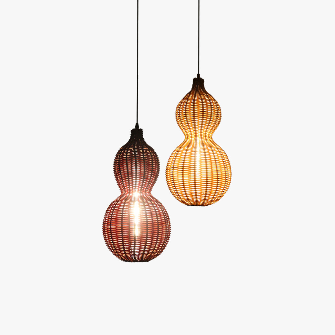 Outdoor Pendant Lamp Bohemian Woven Gourd Shape with IP65 Rating