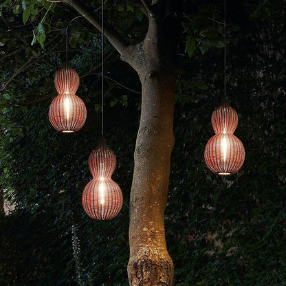 Outdoor Pendant Lamp Bohemian Woven Gourd Shape with IP65 Rating