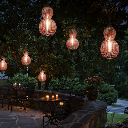 Outdoor Pendant Lamp Bohemian Woven Gourd Shape with IP65 Rating
