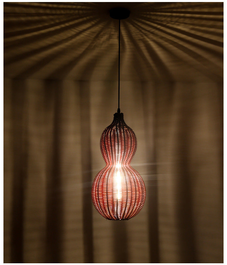 Outdoor Pendant Lamp Bohemian Woven Gourd Shape with IP65 Rating