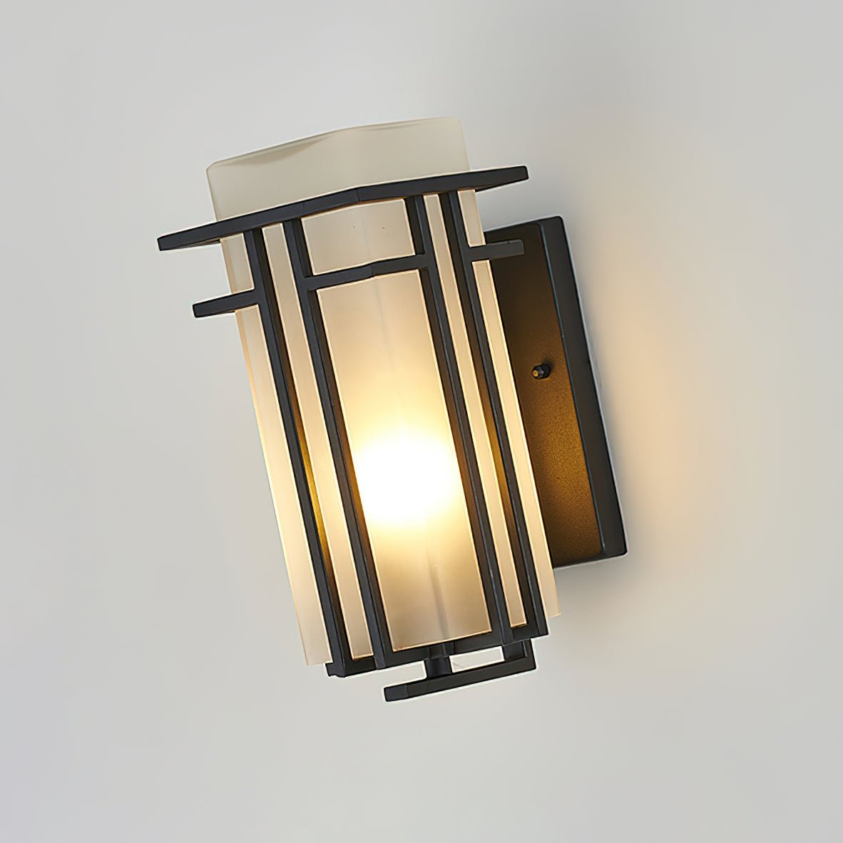 Outdoor Wall Lamp Art Deco Lantern Style with Frosted Glass Shade
