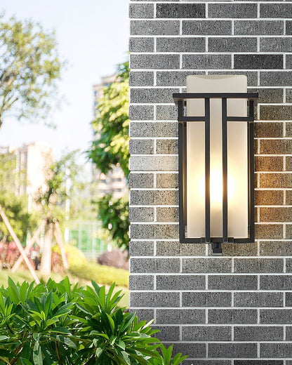 Outdoor Wall Lamp Art Deco Lantern Style with Frosted Glass Shade